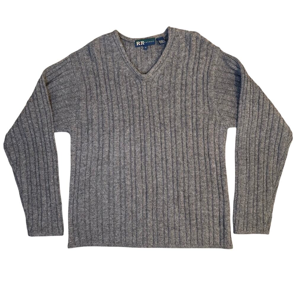 VTG Sweater 100% Wool 90s V-Neck R&R Casuals Hong Kong Made Brown Men Medium